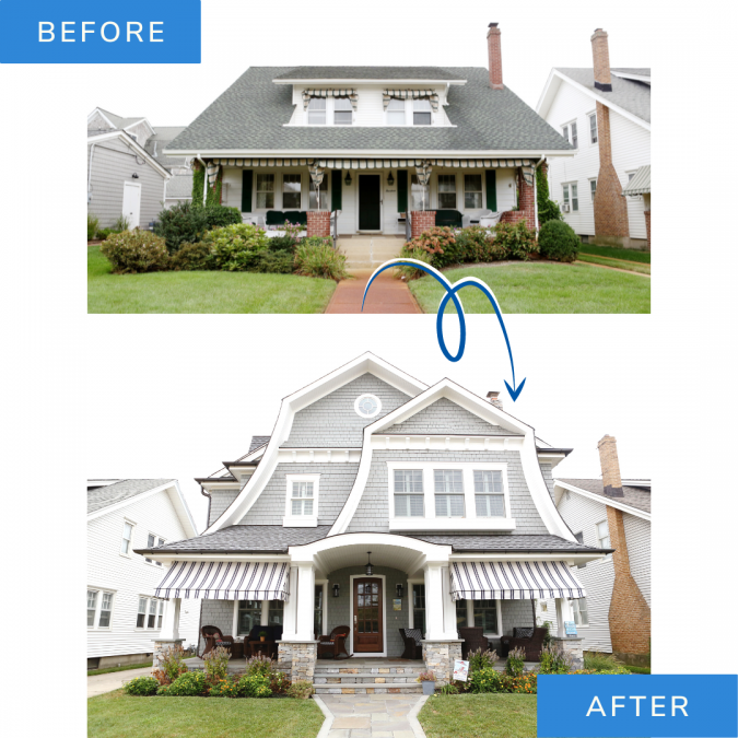 Before & After photo comparison for front of Home in Spring Lake NJ on Salem Ave.